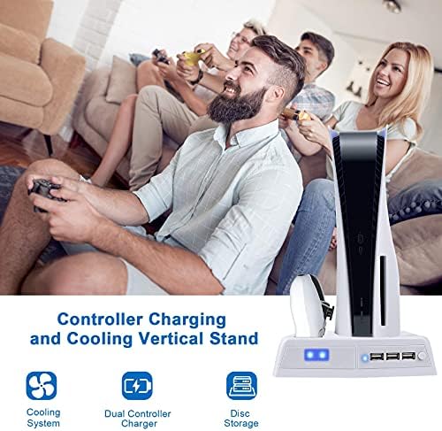 PS5 Okomiti stalak s ventilatorom za hlađenje za PS5 Digital Edition/Ultra HD konzolu, Samyoung PlayStation 5 Pribor za punjenje
