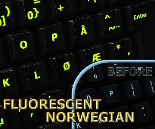 Svjetleći fluorescentni norveški natpisi za tipkovnicu