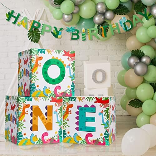 Jedna kutija za 1. rođendan, ukrasi za prvi rođendan za dječake i djevojčice, 3pcs kutije s balonima, kutije s uzorkom dinosaura