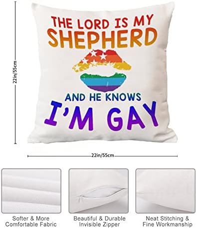 Gospodin je moj pastirski jastuk jastuk za jastuk jastuk duga ponos gay lezbijka isti spol LGBTQ jastuk poklopac kvadratni