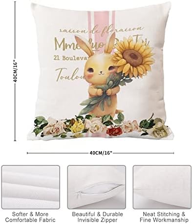 Uskrsni zečevi Bacajte jastuk poklopac Vintage Rustikalni uskrsni jastuk Sprikov proljetni dekor cvjetni jastuk pokrivač