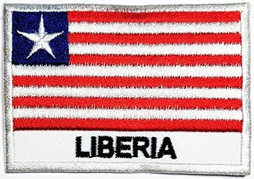 Postavljene su oznake s zastavom Liberije. Zakrpe s nacionalnom zastavom Liberije, vezena značka, pila na zakrpi, Pribor
