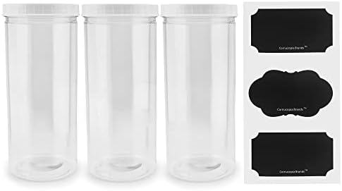 Prozirni plastični kanisteri visoki rog izobilja s poklopcima i naljepnicama; pet limenke od 80 unci bez BPA visoke 10 inča