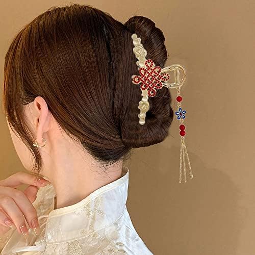 + Ženske kopče za kosu u kineskom stilu, kandže za kosu, pokrivalo za glavu, držač za rep, kićanka s perlicama, velika kopča
