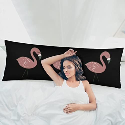 Kamp flamingos dugi jastuk s cijelim tijelom jastuk meki jastuci za bacanje futrole s skrivenim patentnim zatvaračem 20x54