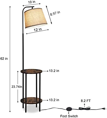 Dewenwils podna svjetiljka sa pričvršćenim stolom, uski noćni ormarić seoske kuće, drveni krajnji stol, podsta svjetiljka,