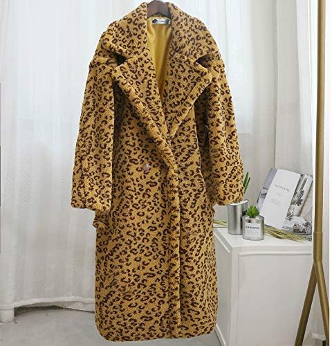 Foviguo zimski kaput za žene, osnovna zabava kardigan dugih rukava za žene odmor, prevelika jakna debela leopard