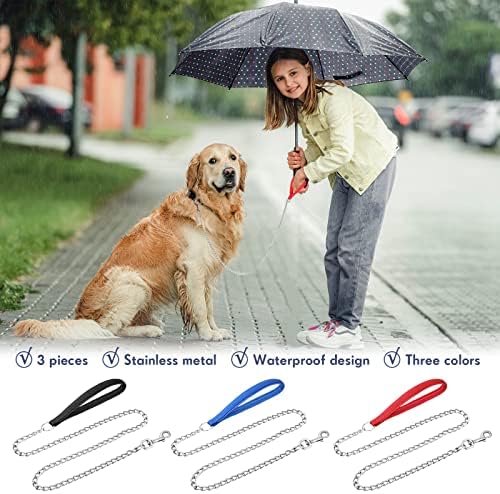 3 komada teški lanac za pse pseće povodce s podstavljenom ručicom žvakaće metalne povornice za pse za srednje i velike pse,