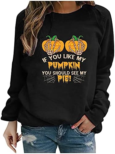 Žene Plus Size dugih rukava Noć vještica tiskani pulover s okruglim vratom Hoodie vrhovima odjeća za veste za Noć vještica