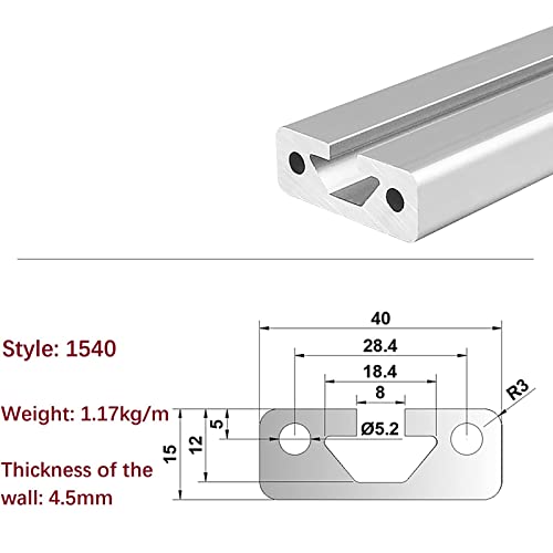 4 pakiranja aluminijskog ekstruzijskog profila 1540 duljina 45,67 inča / 1160 mm srebrna, 15 mm 40 mm 15 serija europski